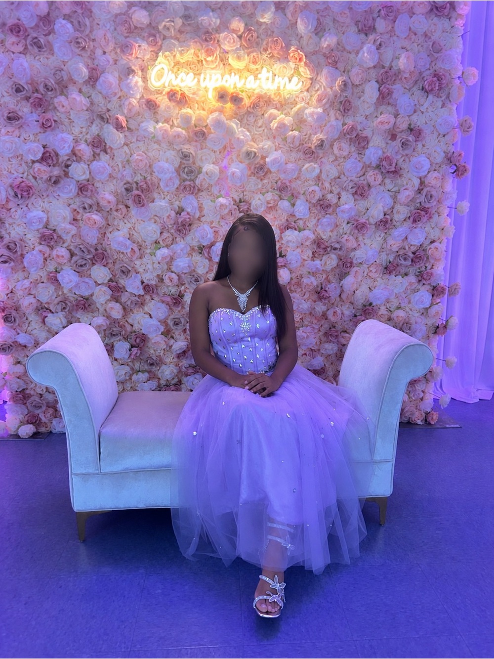Amazon Lavender Strapless Tulle Party Dress with Beaded Bodice
